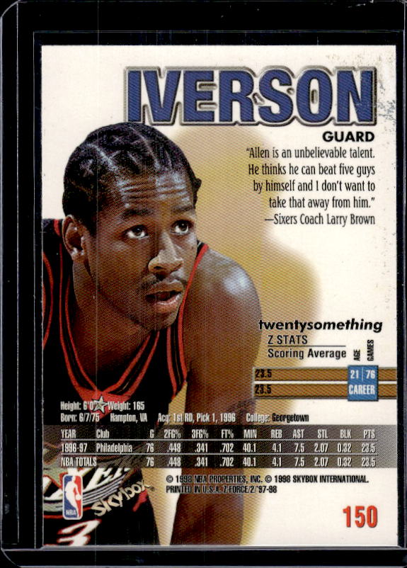 1997-98 SkyBox Z-Force #150 Allen Iverson