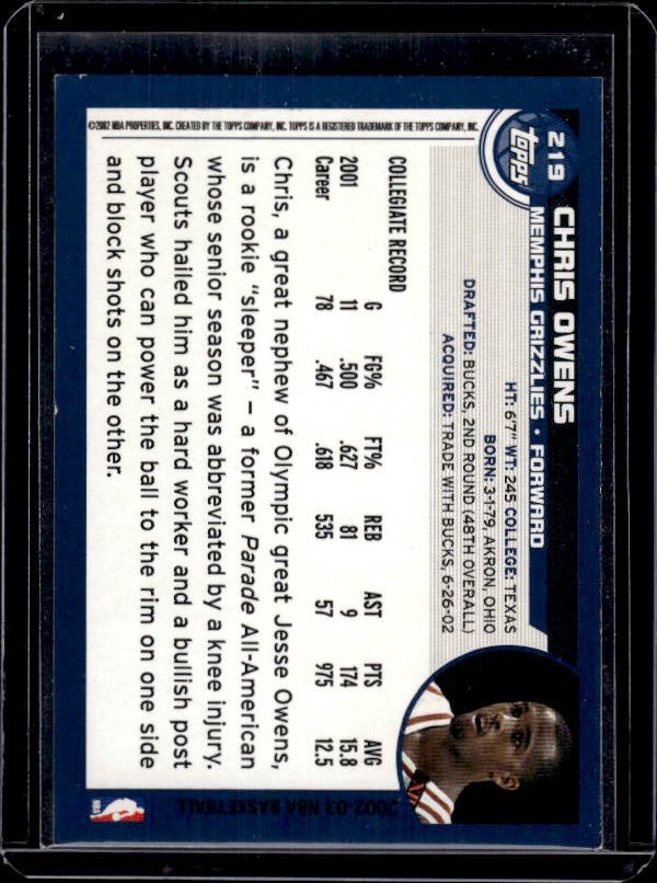 2002-03 Topps #219 Chris Owens