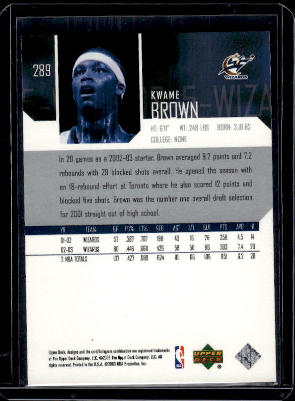 2003-04 Upper Deck #289 Kwame Brown
