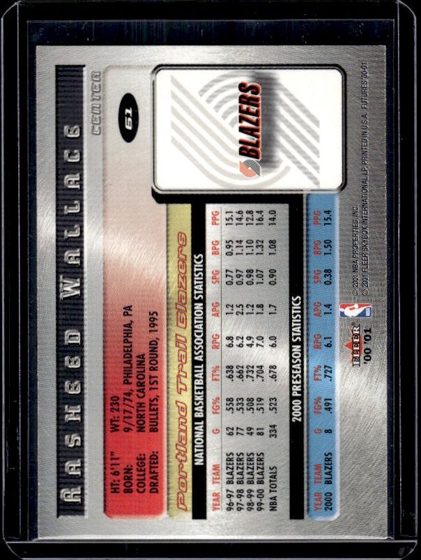 2000-01 Fleer Futures #61 Rasheed Wallace