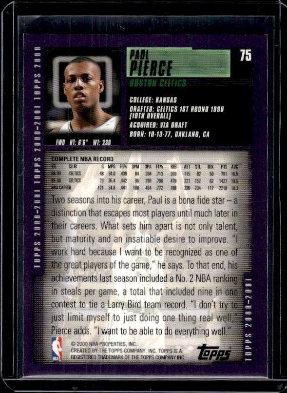 2000-01 Topps #75 Paul Pierce