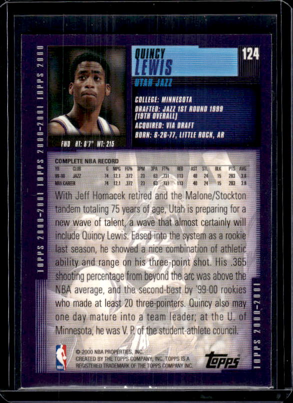 2000-01 Topps #124 Quincy Lewis