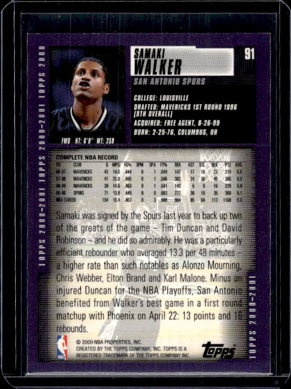 2000-01 Topps #91 Samaki Walker