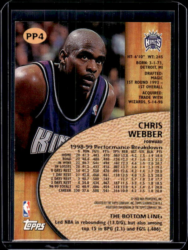 1999-00 Stadium Club #PP4 Chris Webber Pre-Production