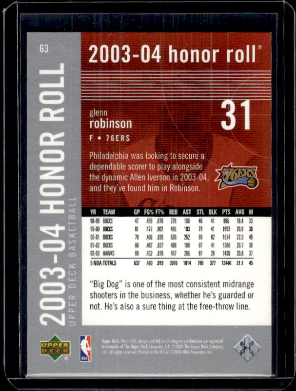 2003-04 Upper Deck Honor Roll #63 Glenn Robinson