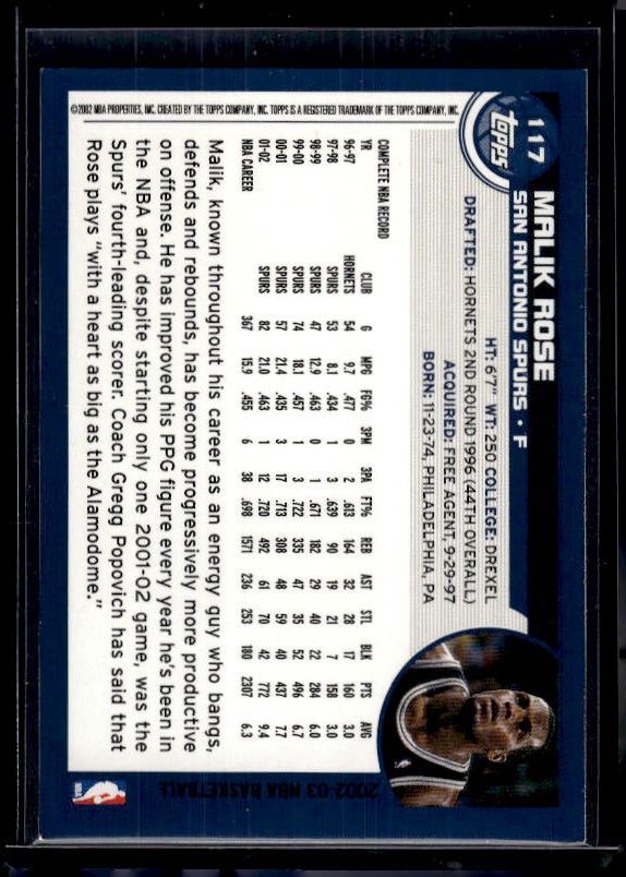 2002-03 Topps #117 Malik Rose