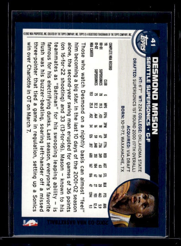 2002-03 Topps #41 Desmond Mason