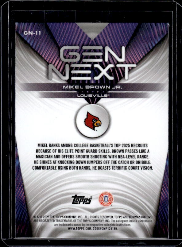 2025-26 Bowman #GN-11 Mikel Brown Jr. Gen Next