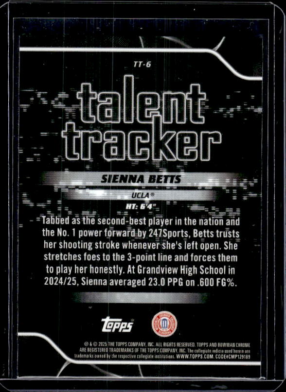 2025-26 Bowman #TT-6 Sienna Betts Talent Tracker