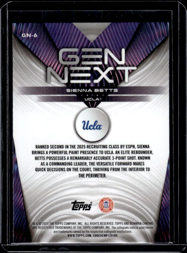 2025-26 Bowman #GN-6 Sienna Betts Gen Next