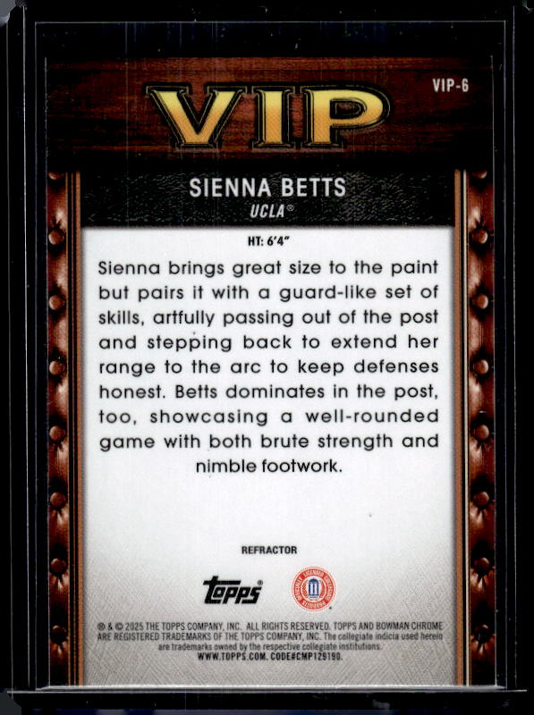 2025-26 Bowman #VIP-6 Sienna Betts Very Important Prospects Refractors
