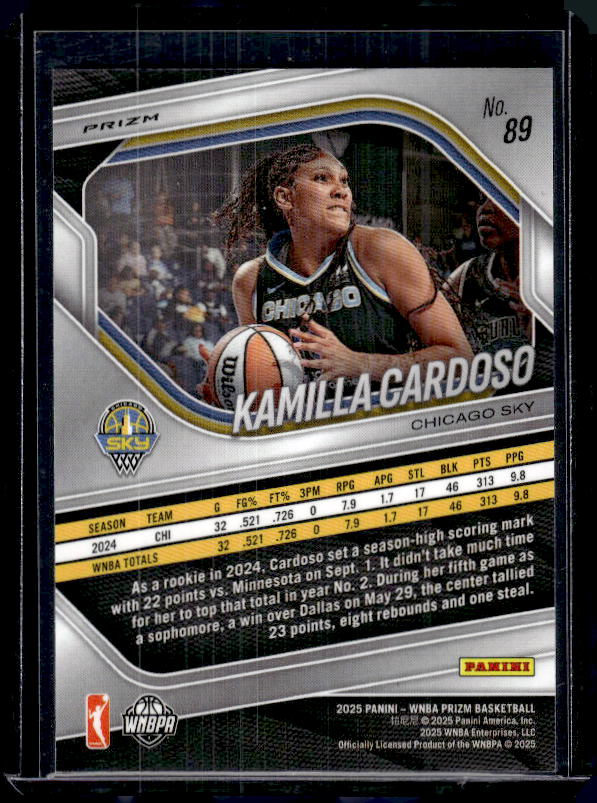 2025 Panini Prizm WNBA #89 Kamilla Cardoso Blue Velocity Prizms