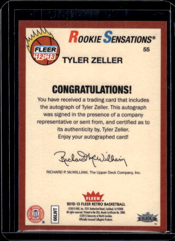 2012-13 Fleer Retro #55 Tyler Zeller Autographs