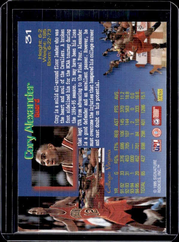 1995 Signature Rookies Draft Day #31 Cory Alexander Signatures #/7750
