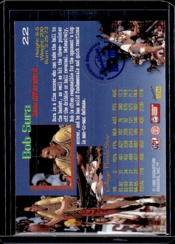 1995 Signature Rookies Draft Day #22 Bob Sura Signatures #/7750