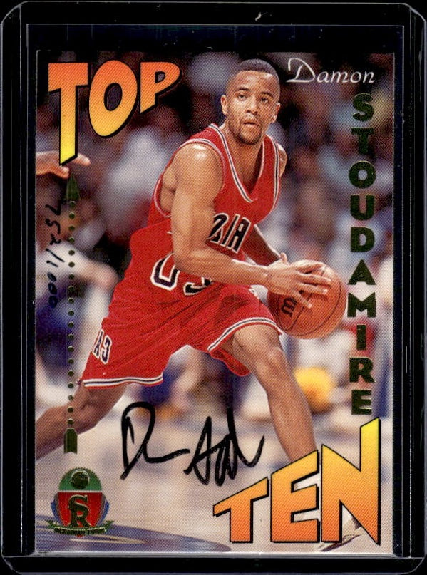 1995 Signature Rookies Prime #TT7 Damon Stoudamire Top Ten Signatures #/1000