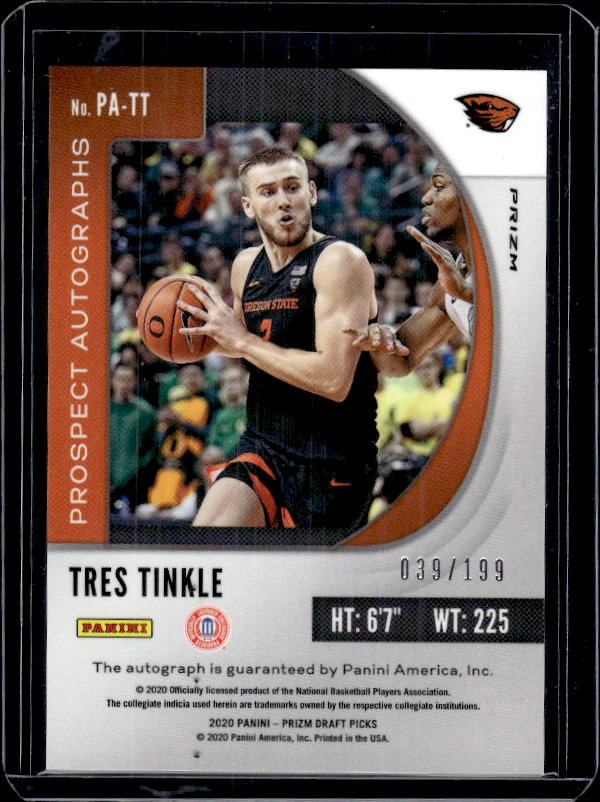 2020 Panini Prizm Draft Picks #PA-TT Tres Tinkle Prospect Auto Red #/199