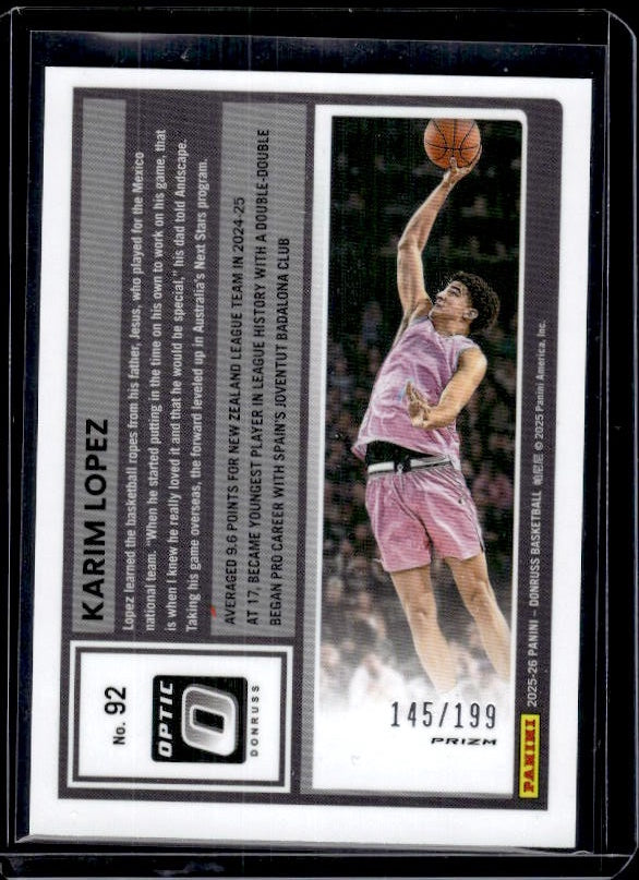 2025-26 Donruss #92 Karim Lopez Optic Orange Shock