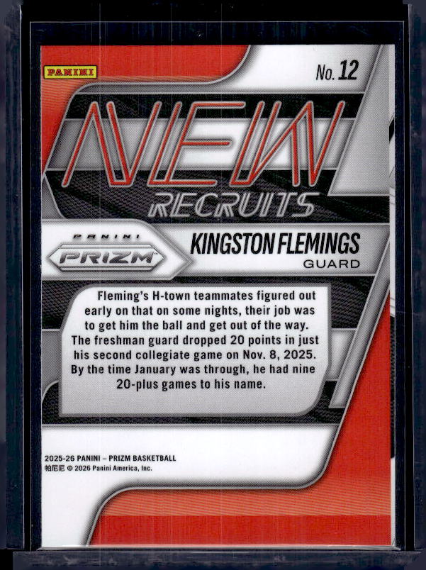 2025-26 Panini Prizm #12 Kingston Flemings New Recruits