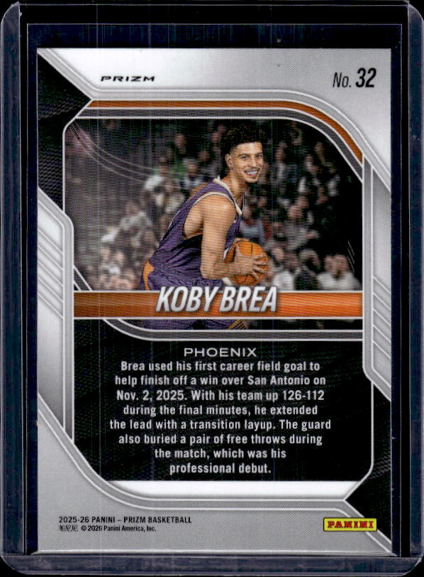 2025-26 Panini Prizm #32 Koby Brea Purple Wave Prizm