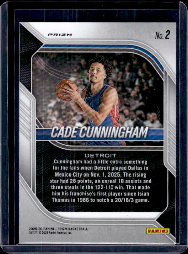 2025-26 Panini Prizm #2 Cade Cunningham Silver Prizm
