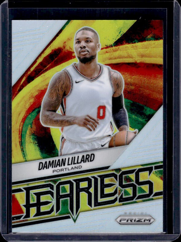 2025-26 Panini Prizm #13 Damian Lillard Fearless Silver Prizm