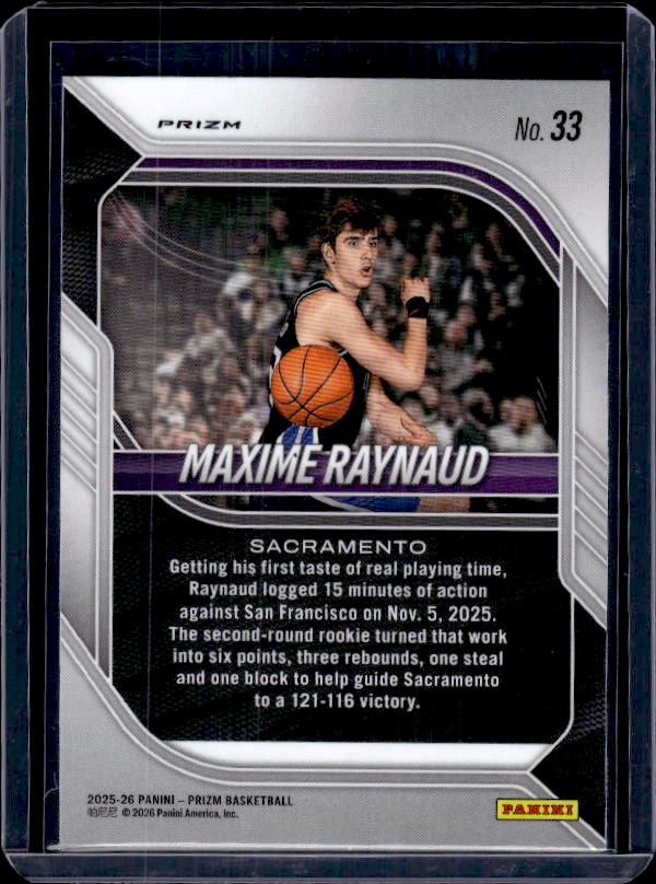 2025-26 Panini Prizm #33 Maxime Raynaud Green Prizm
