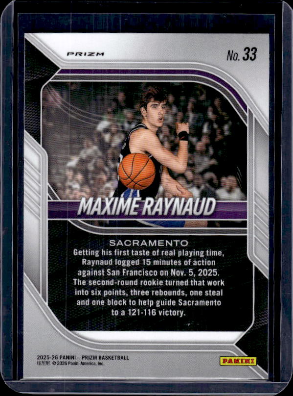2025-26 Panini Prizm #33 Maxime Raynaud Green Prizm