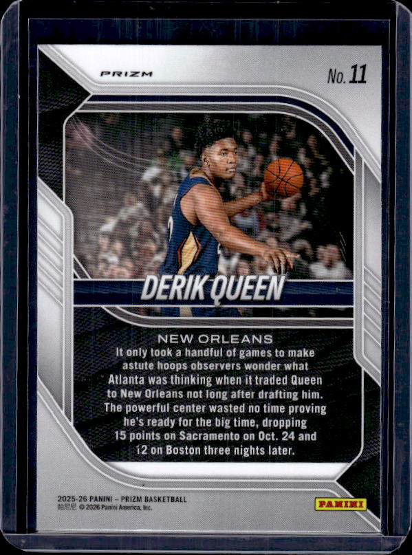2025-26 Panini Prizm #11 Derik Queen Purple Wave Prizm