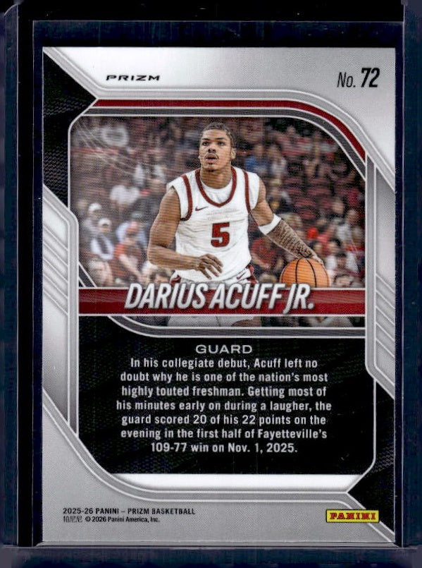 2025-26 Panini Prizm #72 Darius Acuff Jr. Purple Wave Prizm