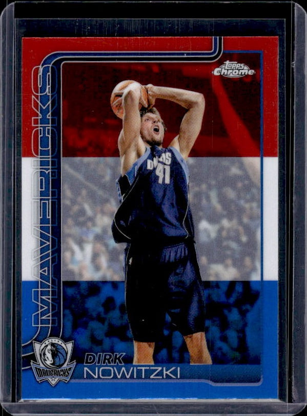 2025-26 Topps Chrome Update #146 Dirk Nowitzki Red White and Blue Refractor