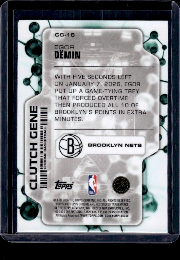 2025-26 Topps Chrome Update #CG-18 Egor Dëmin Clutch Gene