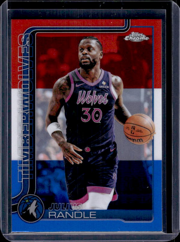 2025-26 Topps Chrome Update #52 Julius Randle Red White and Blue Refractor