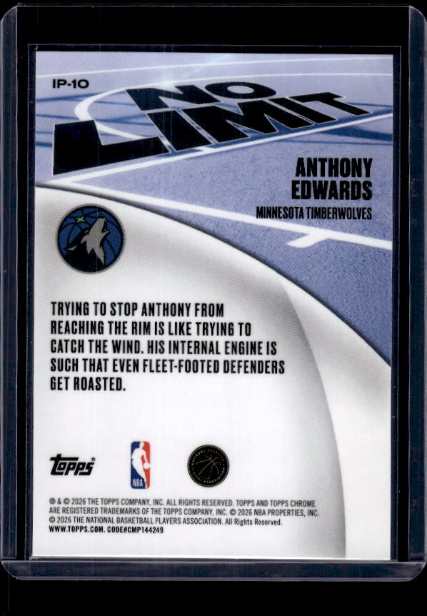 2025-26 Topps Chrome Update #IP-10 Anthony Edwards No Limit