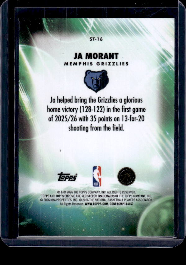2025-26 Topps Chrome Update #ST-16 Ja Morant Stratospheric Stars