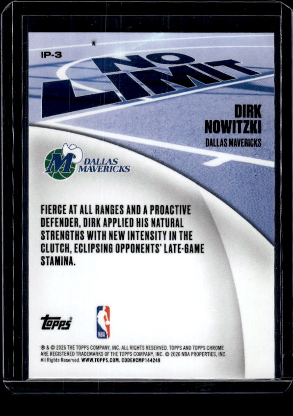 2025-26 Topps Chrome Update #IP-3 Dirk Nowitzki No Limit