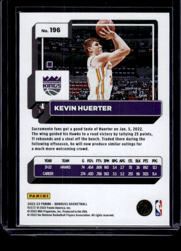 2022-23 Donruss #196 Kevin Huerter Holo Laser Green