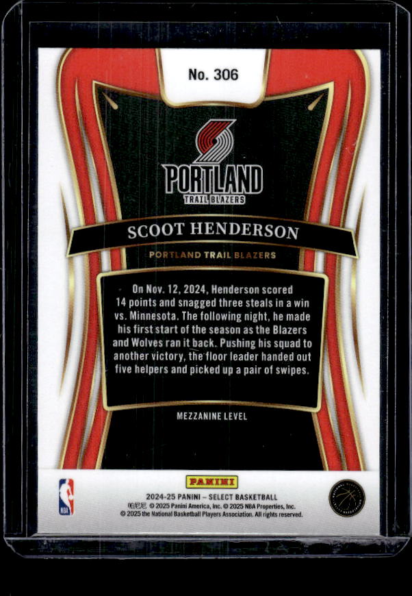 2024-25 Panini Select #306 Scoot Henderson