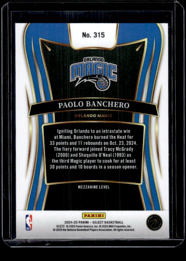 2024-25 Panini Select #315 Paolo Banchero