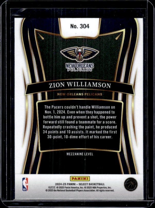 2024-25 Panini Select #304 Zion Williamson