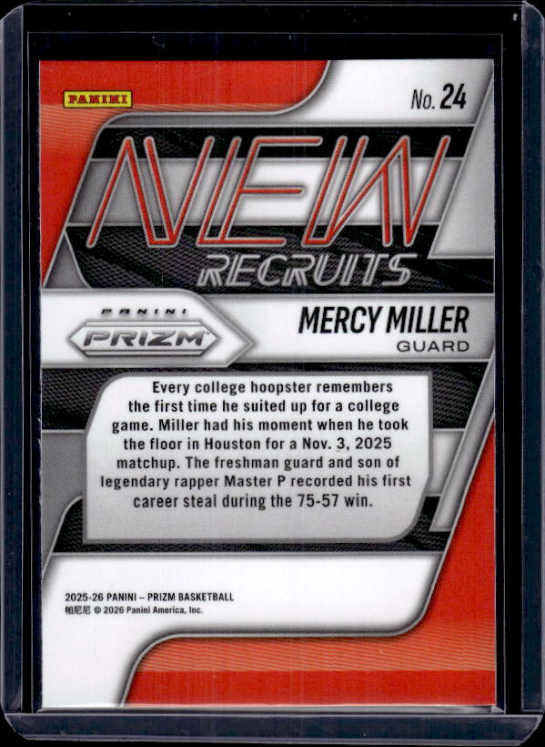 2025-26 Panini Prizm #24 Mercy Miller New Recruits