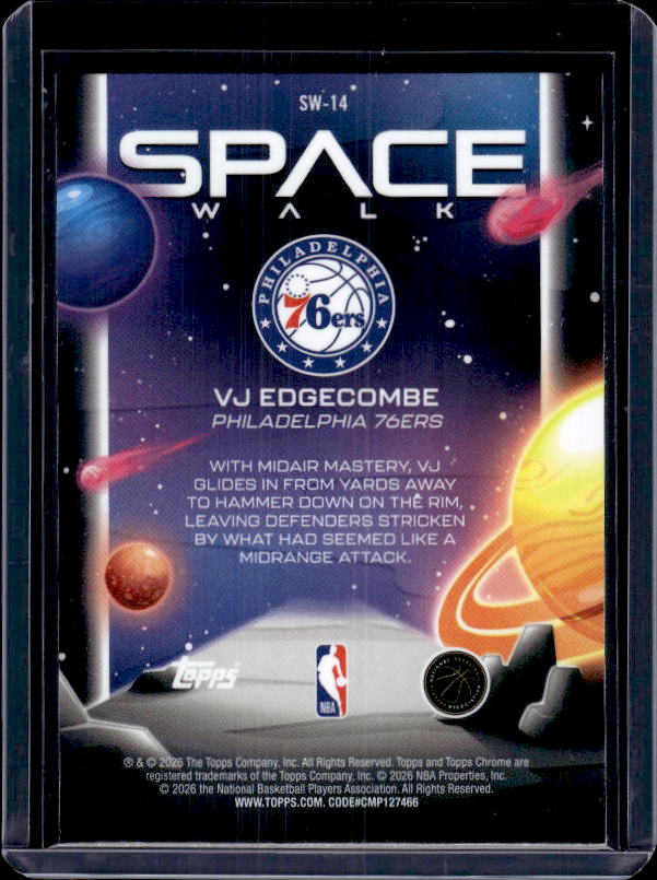 2025-26 Topps Chrome Cosmic #SW-14 VJ Edgecombe Space Walk