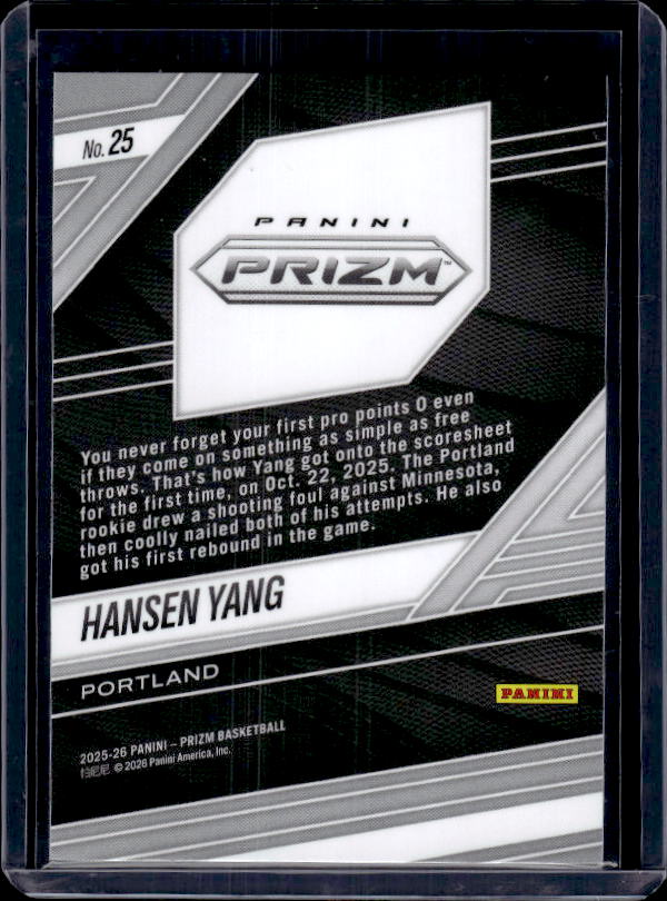 2025-26 Panini Prizm #14 Hansen Yang Fearless