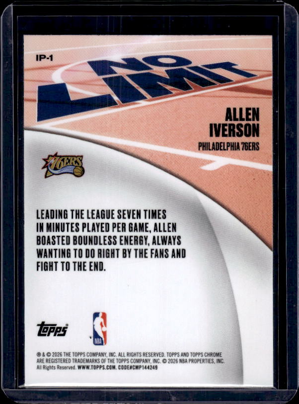 2025-26 Topps Chrome Update #IP-1 Allen Iverson No Limit
