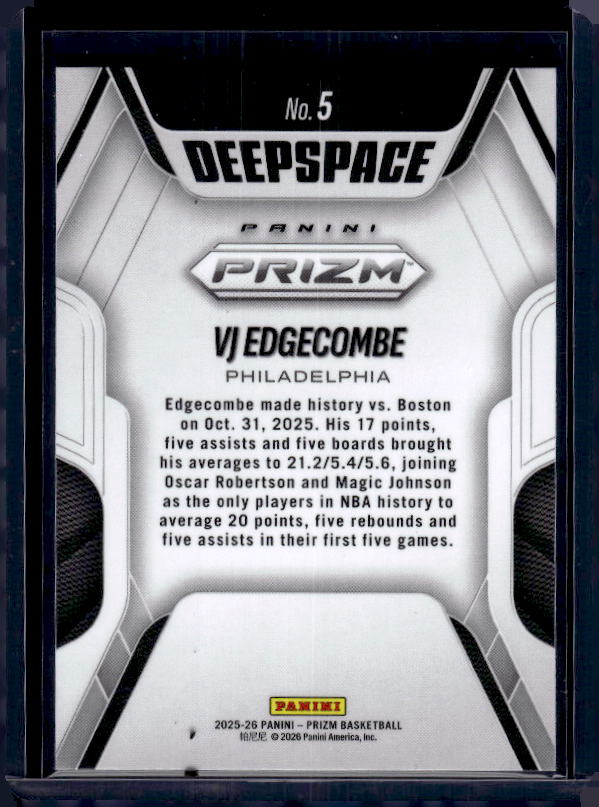 2025-26 Panini Prizm #5 VJ Edgecombe Deep Space