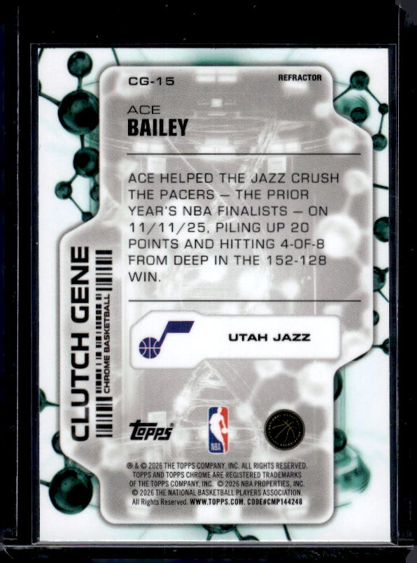 2025-26 Topps Chrome Update #CG-15 Ace Bailey Clutch Gene Refractor