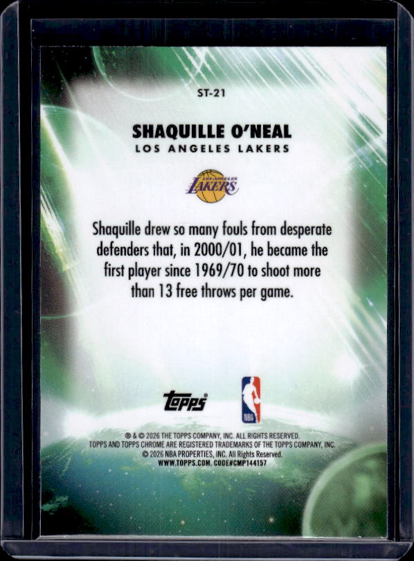 2025-26 Topps Chrome Update #ST-21 Shaquille O’Neal