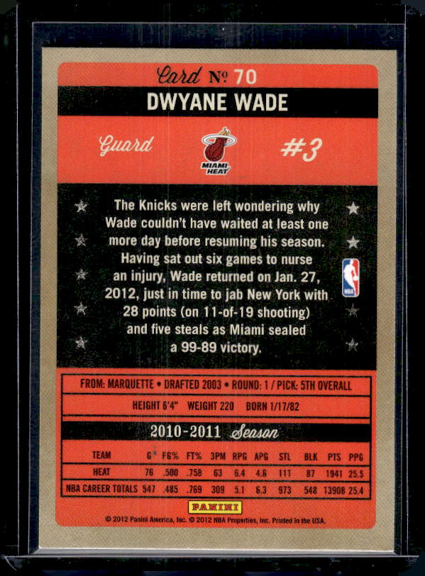 2011-12 Panini Past & Present #70 Dwyane Wade