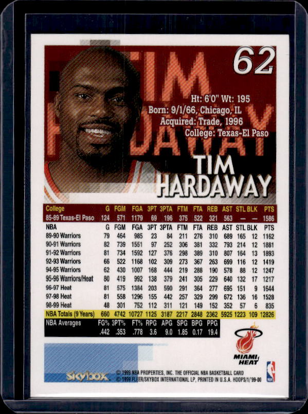 1999-00 Hoops #62 Tim Hardaway