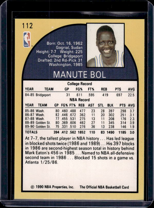 1990-91 Hoops #112 Manute Bol